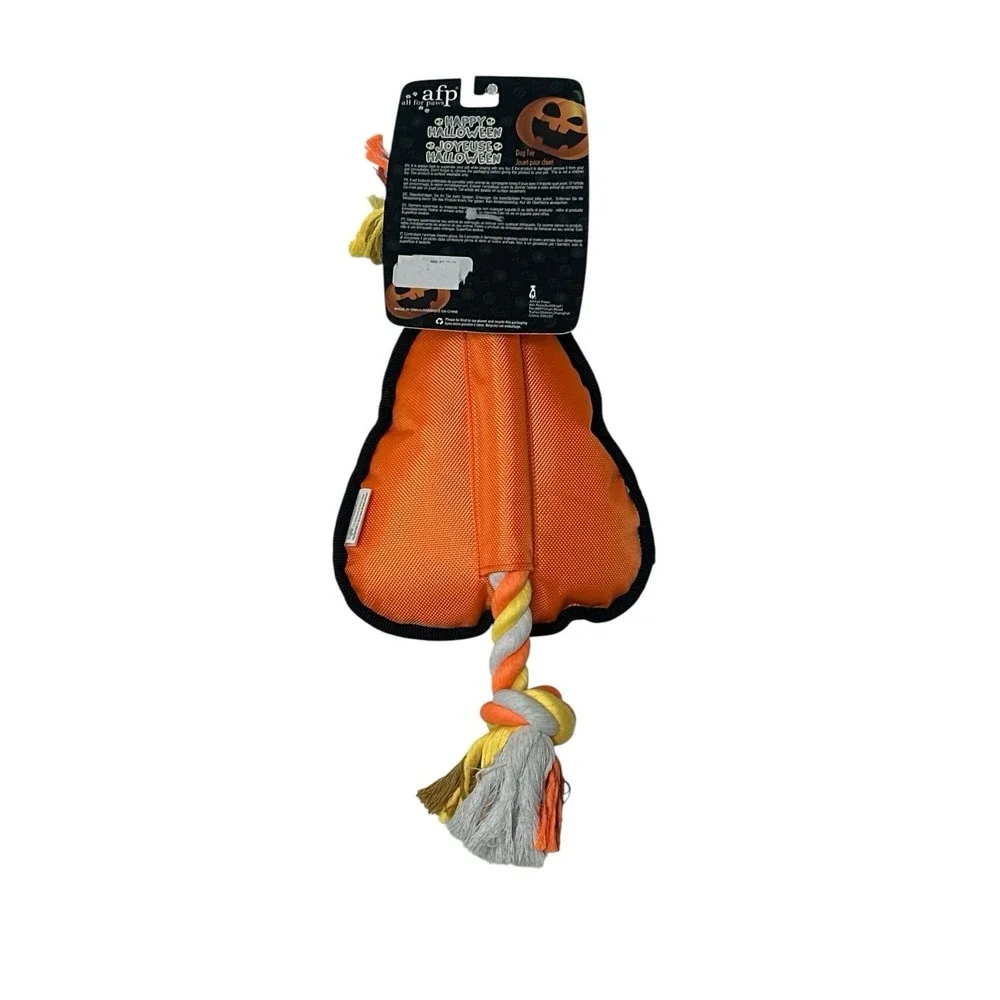 New afp All For Paws‎ Halloween Dog Toy Candy Corn with Rope Squeaker Push